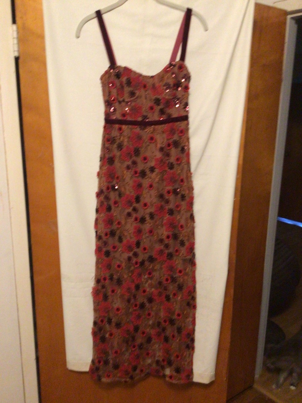 MUSES midi sheer dress with flower appliqué and sequined embroidery SZ S gothic,